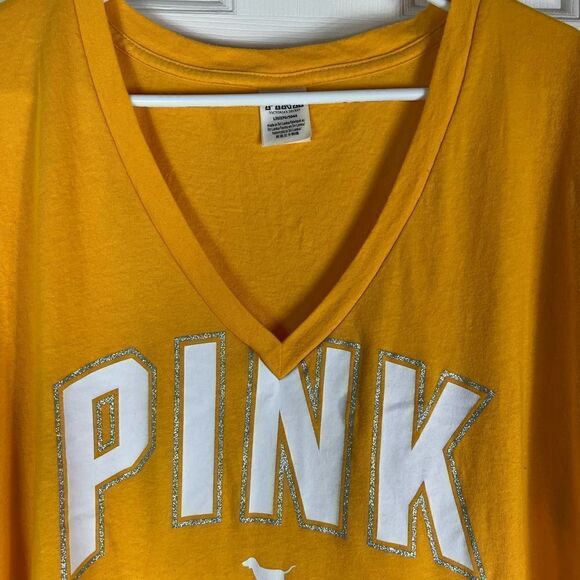 Victoria Secret PINK Yellow Gold Shirt L - Picture 2 of 3